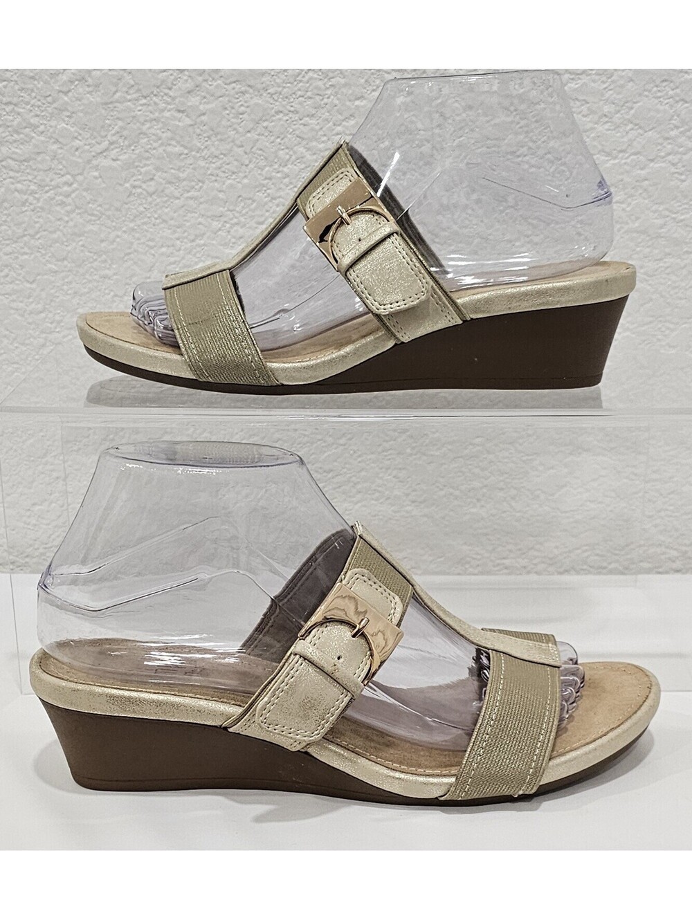 Impo Stretch Gladen Shoes Womens Wedge Sandal Slip On Gold Size 7.5 M - Picture 10 of 14